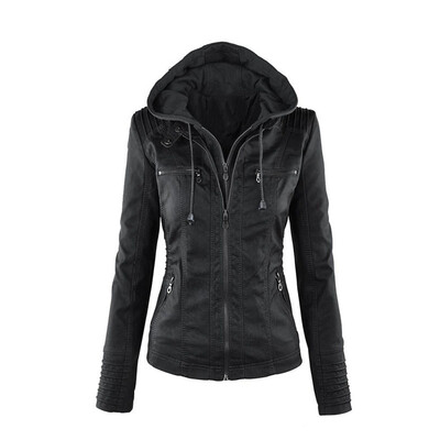 

Womens Solid Zipper Hooded Coats Plus Size Autumn Winter Outwear Party Jackets