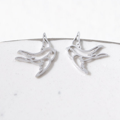 

Hollow Lines Flying Swallow Metal Stud Earrings