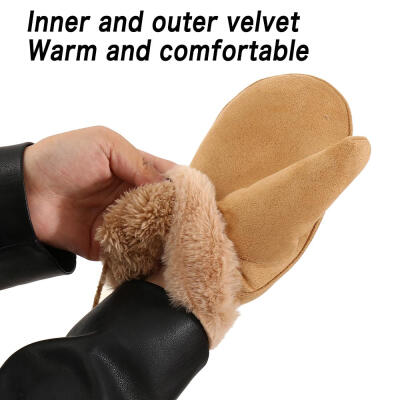 

Gloves ladies winter Korean thickening plus velvet warm suede bag refers to cycling driving winter