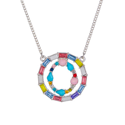 

Letter Fashion Multi-color Zircon Charm Circle Pendant Necklace Necklaces Birthday Jewelry Christmas Gifts