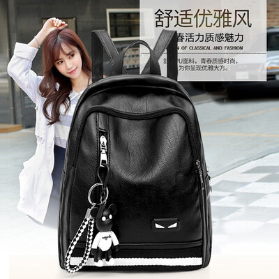 

Backpack female Korean version of the personality bear ornaments wild leisure college wind ladies bag 2018 new tide backpack