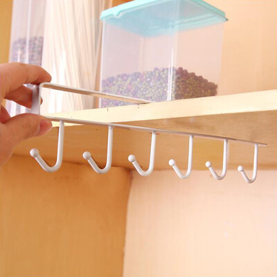 

Siaonvr 2PC Kitchen Storage Rack Cupboard 6 Hooks Under-Cabinet Hanger Rack New