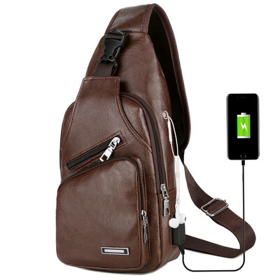 

USB Charging Men Chest Bag Portable Leisure Outdoor Sports Crossbody Pack