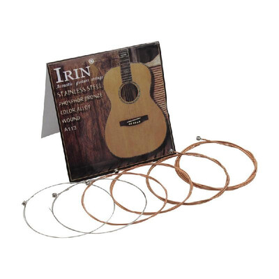 

Acoustic Folk Guitar Strings Stainless Steel Wire Core Copper Alloy Wound 6pcs Pack 010-047