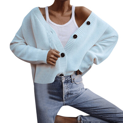 

Toponeto Women Long Sleeve Knitwear Open Front Button Cardigan Sweaters Outerwear