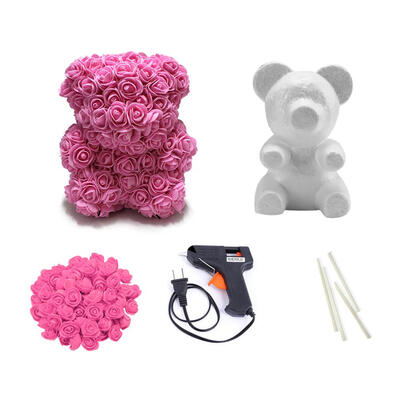 

25CM DIY Rose Bear 200pcs PE Artificial Rose Foam Bear Mold Wedding Decor