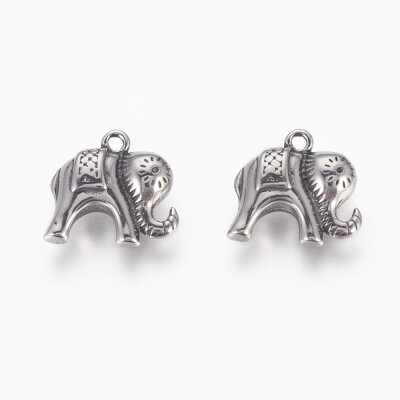 

304 Stainless Steel Pendants Elephant Antique Silver 145x15x5mm Hole 15mm