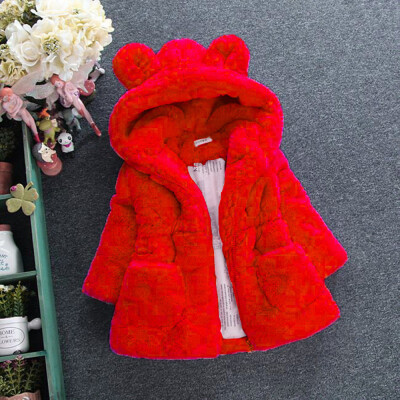 

Kids Baby Girl Bunny Winter Hooded Coat Cloak Jacket Warm Outerwear Clothes