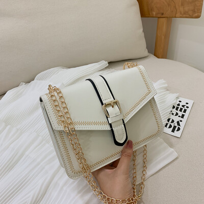 

2019 new fashion simple sewing thread chain shoulder bag female casual wild fresh temperament embroidery thread Messenger bag