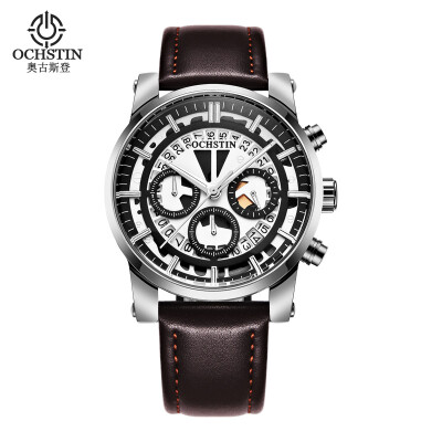 

Augustus OCHSTIN multi-function three-eye calendar multi-function leather mens watch mens watch