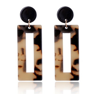 

Fashion Leopard Print Multi-Color Acrylic Acetate Drop Earrings for Women Girl Personality Simple Geometric Statement Earrings