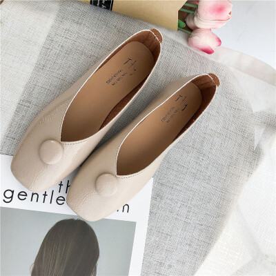 

Han Ping flat sole shoes female retro shallow mouth round buckle grandmother shoes comfortable driving pregnant women ladle shoes