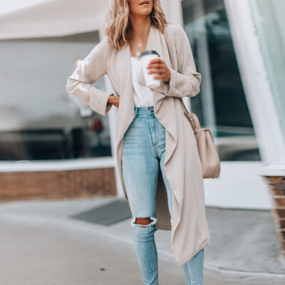 

Women Ladies Long Sleeve Waterfall Cardigan Trench Long Coat Duster Jacket Plus