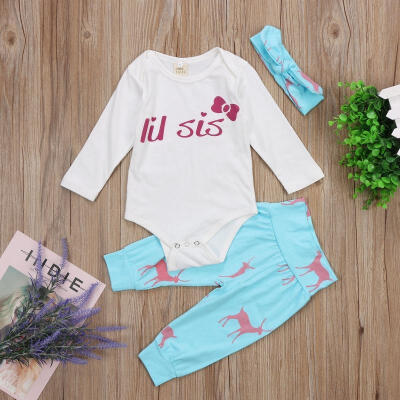 

3pcs Newborn Kid Baby Girl Floral Clothes Jumpsuit Romper Bodysuit Pants Outfits