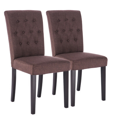 

Set of 2 Fabric Armless Dining Chairs-Brown