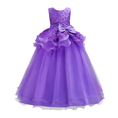 

Girl Dresses Sleeveless Pageant Cute Bowknot Children Ball Gown for Wedding