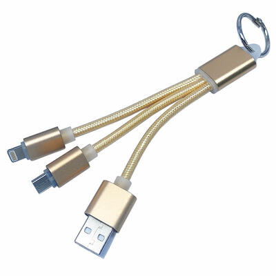 

All in One Mciro USB Lightning Weave Charging Cable with Key Ring for Mobile Phone