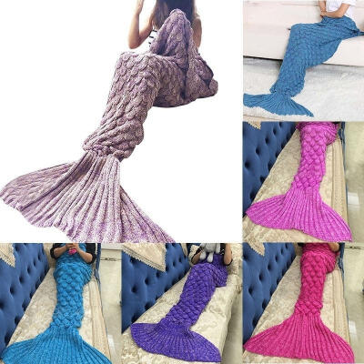 

Mermaid Tail Sofa Blanket Soft Warm Hand Crocheted Knitting Wool For Adult