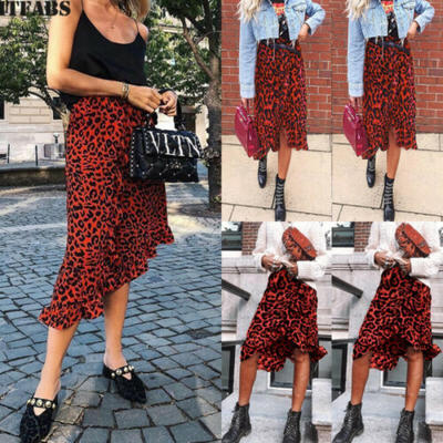 

NEWWomen High Waist Leopard Print Bodycon Casual Clubwear Slim Mini Skirt Dress