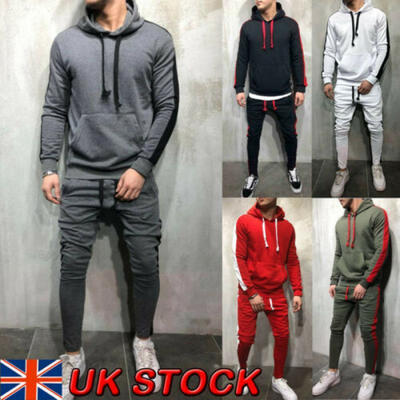 

UK Mens Tracksuit Set Drawstring Hoodie Top Bottoms Joggers Gym Trackies Jogging