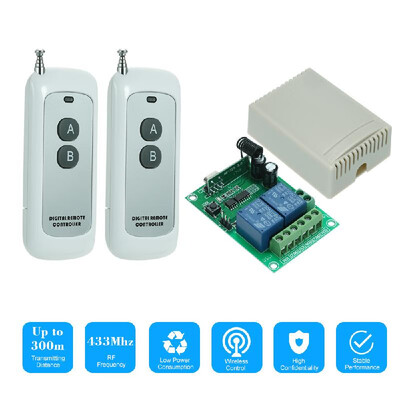 

433MHz DC 12V 2CH Universal 10A Relay Wireless Remote Control Switch Receiver Module&2PCS 2 Key RF 433Mhz Transmitter Remote C