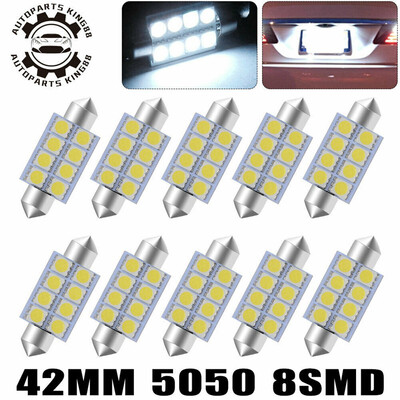 

10X White 42MM 5050 Festoon Led Dome Map Interior Light bulb 211-2 212-2 578 569