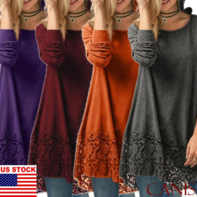 

Fall Winter Casual Women Sweater Dress Short Loose Top Long Sleeve Plus Size US