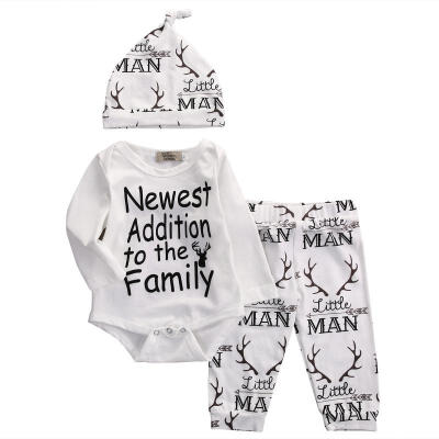 

Family New Addition Baby Boys Reindeer Tops Romper Pants Legging Hat Outfits Set