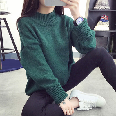 

Women Loose Knitwear Long Sleeve High Collar Sweater Tops Winter Outwear Jumper
