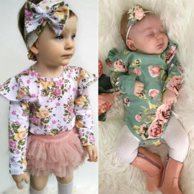 

Newborn Kid Baby Girl Floral Long Sleeve Romper Outfit Bodysuit Playsuit Clothes