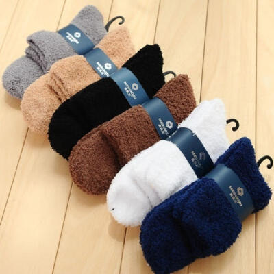 

Hot Sale Fashion Men Solid Color Warm Thicken Coral Fleece Socks