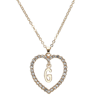 

New Fashion Crystal Initial Personalized Letter Heart Pendent Name Necklace for Women Charm Gold Color Chain Choker Jewelry Gift