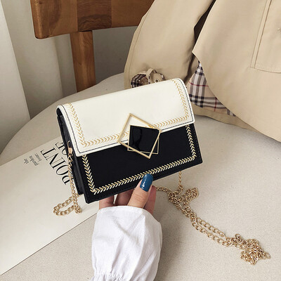 

Small fresh&simple temperament shoulder Messenger bag female 2019 new Korean fashion embroidery thread hit color wild chain bag
