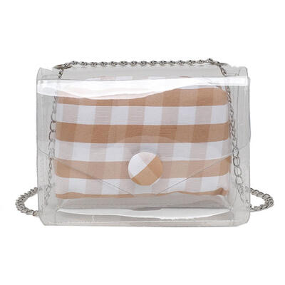 

PVC Transparent Women Mini Crossbody Bag Plaid Clear Shoulder Messenger Bag