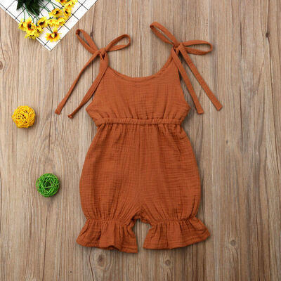 

Baby Girl Solid Romper Kids Suspender Pants Toddler Jumpsuit Playsuit Sunsuit