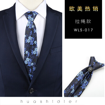 

Spot stripe mens business plaid cashew tie 8CM convenient zipper drawstring cross-border tie custom