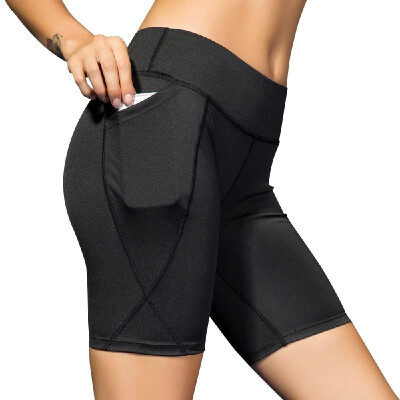 

Women Out Pocket Yoga Shorts Athletic Workout Running Non See-Through Fitness Shorts