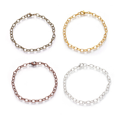 

Iron Bracelet Making with Lobster Claw Clasps Mixed Color 205mm Clasp 12x7x3mm Link 7x45x1mm