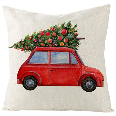 

40 Pattern New 18&quot Christmas Tree Santa Cotton Linen Throw Pillow Case Truck Sofa Car Throw Cushion Cover Home Decor