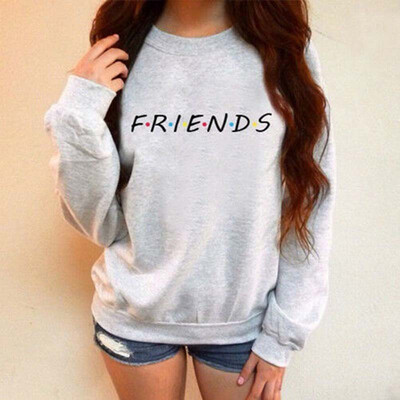 

Womens FRIENDS Print Hoody Sweatshirt Slouch Pullover Sweater Jumper Tops