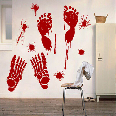 

〖Follure〗Bloody Footprints Floor Clings Halloween Vampire Zombie Party Decor Stickers A