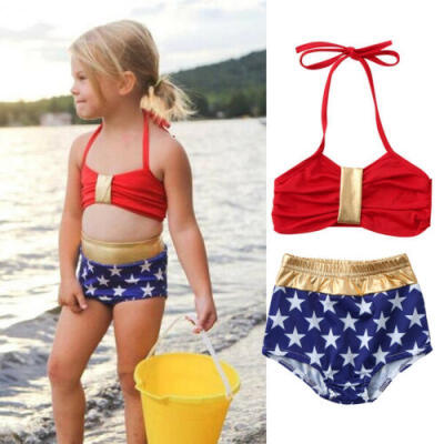 

US Toddler Kids Baby Girls 2Pcs Bikini Swimwear Swimsuit Bathing Suit Beachwear