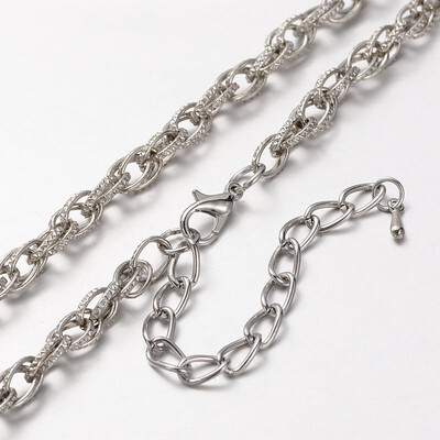 

Iron Double Link Chain Necklace Making with Alloy Lobster Claw Clasps&Iron End Chains Platinum 299"