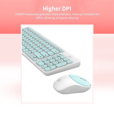 

FD Wireless iK6630 Keyboard & Mouse Combo 24GHz Cute Round Key Set Smart Power-Saving Silent Clicks Slim Combo for Laptop Compute