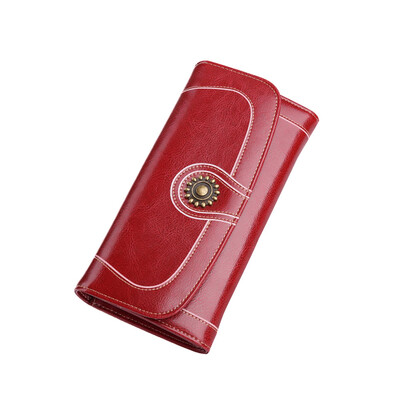 

Tailored Long leather high-capacity multi-function mobile phone bag lady retro wallet BK