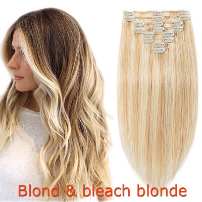 

100 Human Hair Real Thick Women Girls Long Straight Full Head Hair Extension Clip In Hair Extension