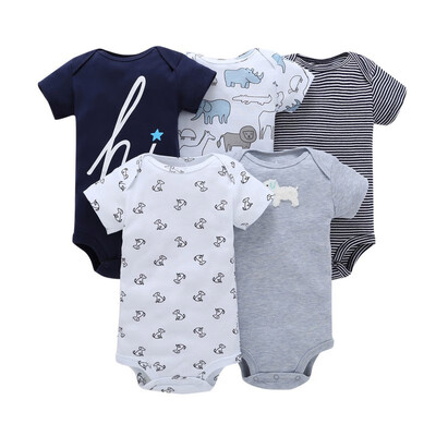 

2019 New 5 PCSlot Newborn Baby Bodysuits Short Sleevele Baby Clothes O-neck 0-12M Baby Jumpsuit 100Cotton Clothing Infant sets