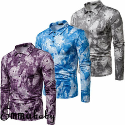 

Emmababy Mens Slim Fit Lapel Long Sleeve Muscle Tee T-shirt Casual Tops Blouse