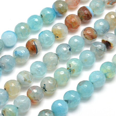 

Dyed Natural Agate Faceted Round Beads Strands PaleTurquoise 10mm Hole 1mm about 38pcsstrand 15
