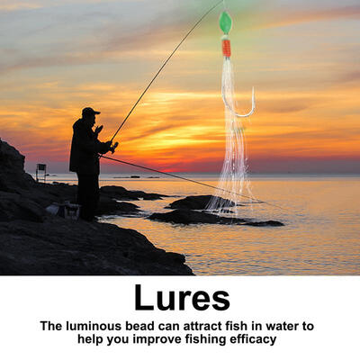 

Greensen 25pcs Luminous Bead Steel Hook Nylon Line Fishing Rig Tackle Accessory